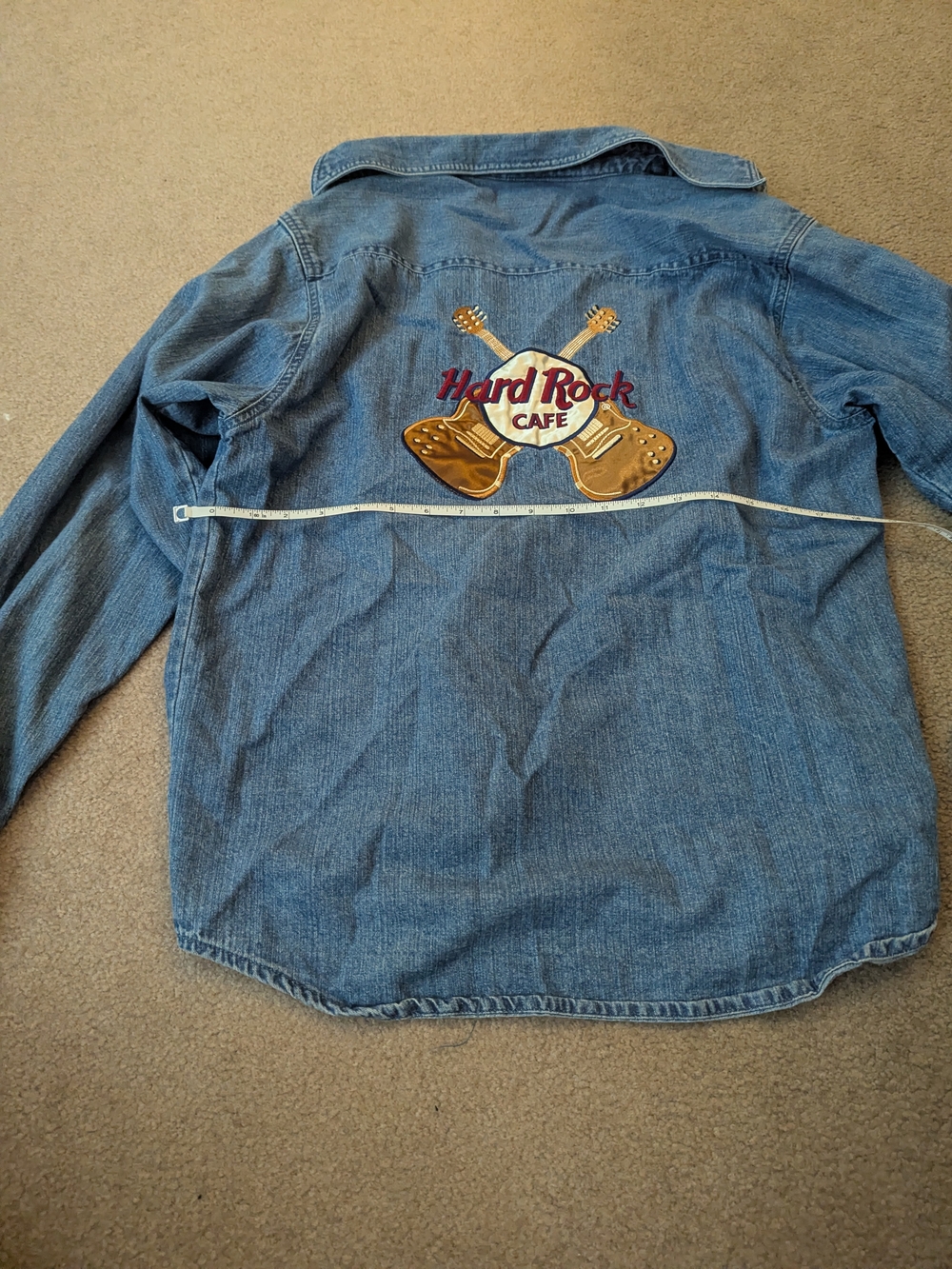 Hard Rock Cafe Blue Denim Jacket with Guitar Patch - Picture 3 of 8